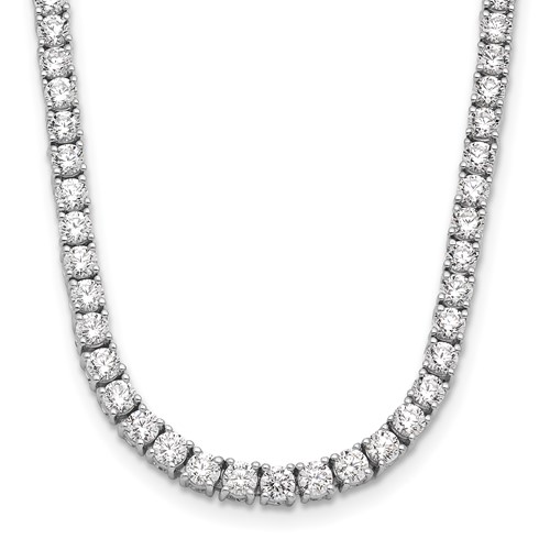 14K White Gold 10 Carat Lab Grown Diamond VS SI+ G+ Complete Tennis Necklace, 16"