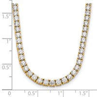 14K Yellow Gold 10 Carat Lab Grown Diamond VS+ F+ Complete Tennis Necklace, 16" view 4