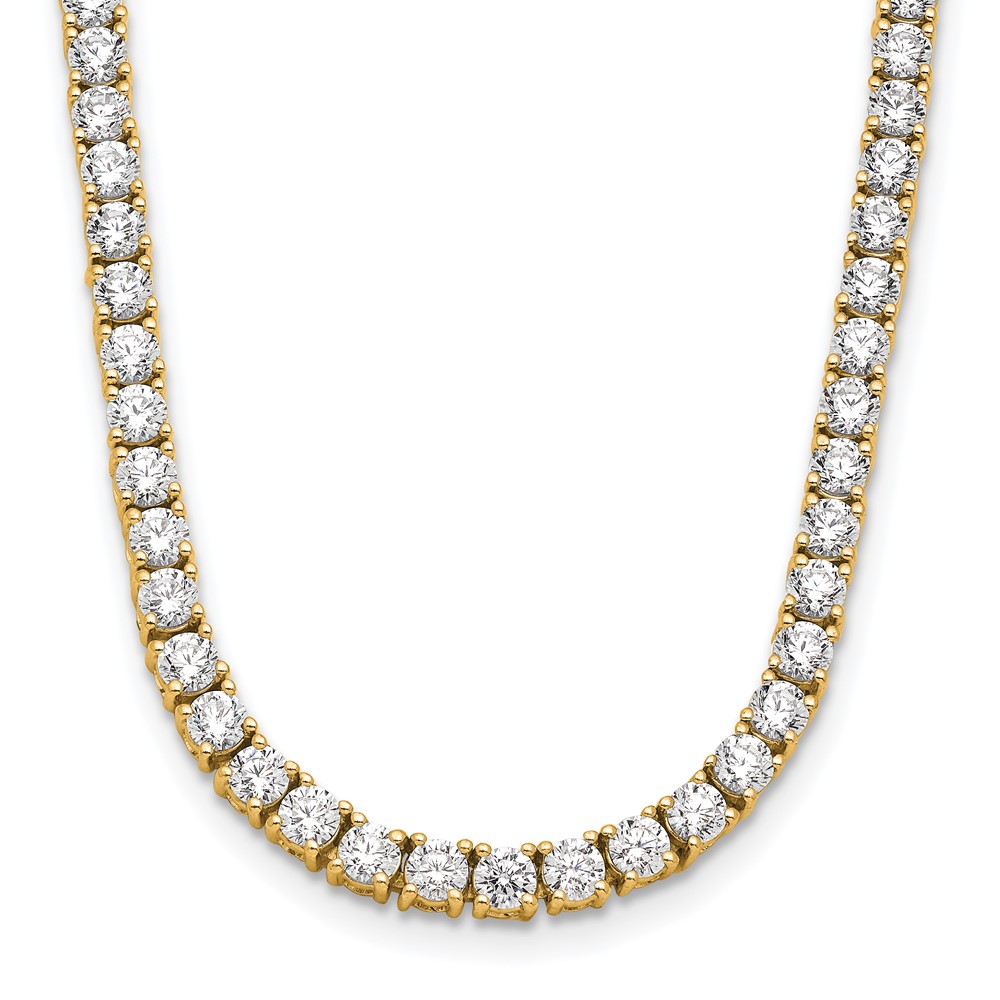 14K Yellow Gold 10 Carat Lab Grown Diamond VS+ F+ Complete Tennis Necklace, 16"