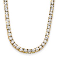 14K Yellow Gold 10 Carat Lab Grown Diamond VS+ F+ Complete Tennis Necklace, 16" view 1