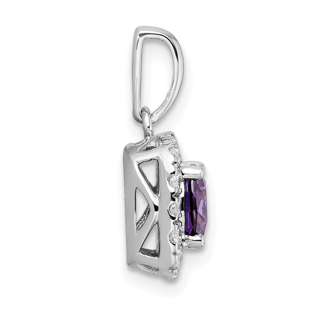 14k White Gold 1/4 carat Lab Grown Diamond VS/SI+ G+ February Birthstone Amethyst Halo Pendant (PM9037-AM-028-WLG)