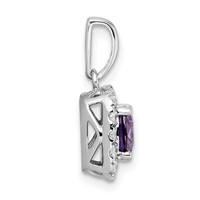 14K White Gold 0.25 Carat Lab Grown Diamond VS SI+ G+ February Birthstone Amethyst Halo Pendant view 2