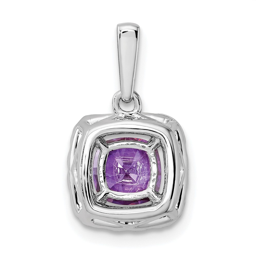 14k White Gold 1/4 carat Lab Grown Diamond VS/SI+ G+ February Birthstone Amethyst Halo Pendant (PM9037-AM-028-WLG)
