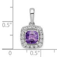 14K White Gold 0.25 Carat Lab Grown Diamond VS SI+ G+ February Birthstone Amethyst Halo Pendant view 4