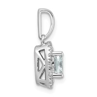 14K White Gold 0.25 Carat Lab Grown Diamond VS SI+ G+ March Birthstone Aquamarine Halo Pendant view 2