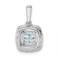14K White Gold 0.25 Carat Lab Grown Diamond VS SI+ G+ March Birthstone Aquamarine Halo Pendant view 3