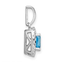 14K White Gold 0.25 Carat Lab Grown Diamond VS SI+ G+ December Birthstone Blue Topaz Halo Pendant view 2