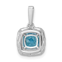 14K White Gold 0.25 Carat Lab Grown Diamond VS SI+ G+ December Birthstone Blue Topaz Halo Pendant view 3