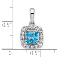 14K White Gold 0.25 Carat Lab Grown Diamond VS SI+ G+ December Birthstone Blue Topaz Halo Pendant view 4