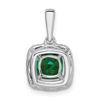 14K White Gold 0.25 Carat Lab Grown Diamond VS SI+ G+ May Birthstone Lab Created Emerald Halo Pendant view 3