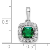 14K White Gold 0.25 Carat Lab Grown Diamond VS SI+ G+ May Birthstone Lab Created Emerald Halo Pendant view 4