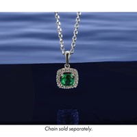 14K White Gold 0.25 Carat Lab Grown Diamond VS SI+ G+ May Birthstone Lab Created Emerald Halo Pendant view 5
