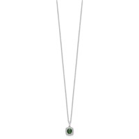 10K White Gold 0.25 Carat Lab Grown Diamond VS SI+ G+ and Created Emerald Complete Pendant Necklace, 18" view 2