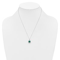 10K White Gold 0.25 Carat Lab Grown Diamond VS SI+ G+ and Created Emerald Complete Pendant Necklace, 18" view 4