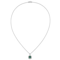 10K White Gold 0.25 Carat Lab Grown Diamond VS SI+ G+ and Created Emerald Complete Pendant Necklace, 18" view 3