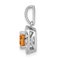 14K White Gold 0.25 Carat Lab Grown Diamond VS SI+ G+ November Birthstone Citrine Halo Pendant view 2