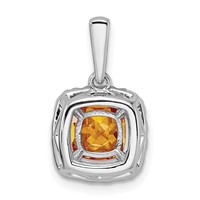 14K White Gold 0.25 Carat Lab Grown Diamond VS SI+ G+ November Birthstone Citrine Halo Pendant view 3