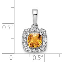 14K White Gold 0.25 Carat Lab Grown Diamond VS SI+ G+ November Birthstone Citrine Halo Pendant view 4