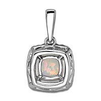 14K White Gold 0.25 Carat Lab Grown Diamond VS SI+ G+ October Birthstone Lab Created Opal Halo Pendant view 3