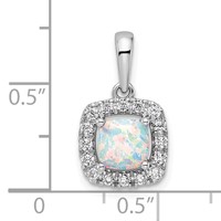 14K White Gold 0.25 Carat Lab Grown Diamond VS SI+ G+ October Birthstone Lab Created Opal Halo Pendant view 4