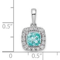Pure Serenity 14K White Gold 0.25 Carat Lab Grown Diamond VS SI+ G+ and Lab Created Paraiba Halo Pendant view 2