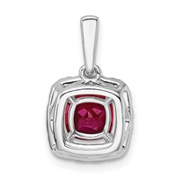 14K White Gold 0.25 Carat Lab Grown Diamond VS SI+ G+ July Birthstone Lab Created Ruby Halo Pendant view 3