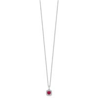 10K White Gold 0.25 Carat Lab Grown Diamond VS SI+ G+ and Created Ruby Complete Pendant Necklace, 18" view 2