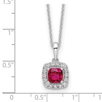 10K White Gold 0.25 Carat Lab Grown Diamond VS SI+ G+ and Created Ruby Complete Pendant Necklace, 18" view 3