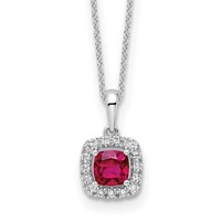 10K White Gold 0.25 Carat Lab Grown Diamond VS SI+ G+ and Created Ruby Complete Pendant Necklace, 18" view 1