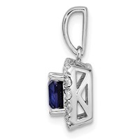 14K White Gold 0.25 Carat Lab Grown Diamond VS SI+ G+ September Birthstone Lab Created Blue Sapphire Halo Pendant view 2