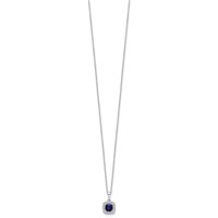 10K White Gold 0.25 Carat Lab Grown Diamond VS SI+ G+ and Created Sapphire Complete Pendant Necklace, 18" view 2