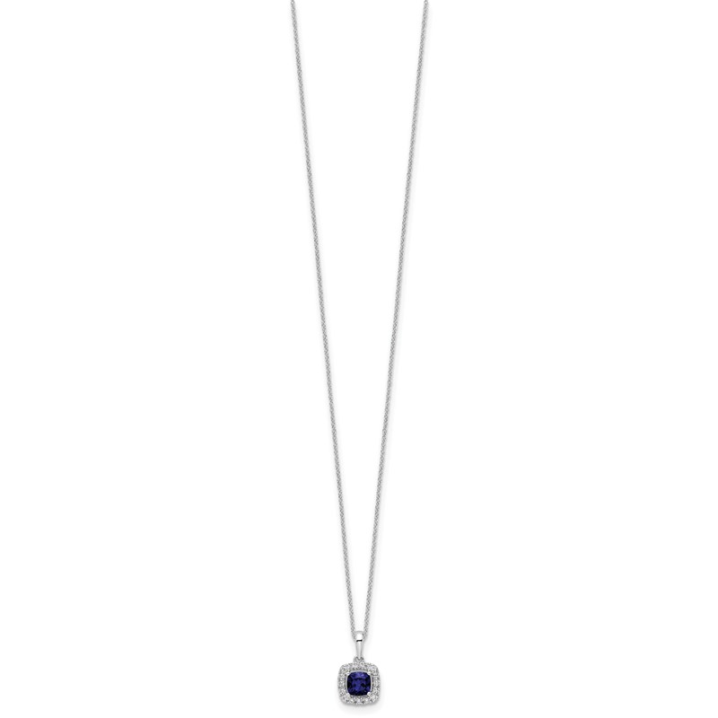 10k White Gold 1/4 carat Lab Grown Diamond VS/SI+ G+ and Created Sapphire Complete 18 inch Pendant Necklace