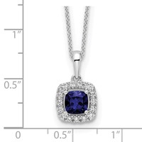 10K White Gold 0.25 Carat Lab Grown Diamond VS SI+ G+ and Created Sapphire Complete Pendant Necklace, 18" view 3