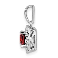 14K White Gold 0.25 Carat Lab Grown Diamond VS SI+ G+ January Birthstone Garnet Halo Pendant view 2