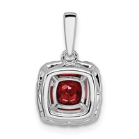 14K White Gold 0.25 Carat Lab Grown Diamond VS SI+ G+ January Birthstone Garnet Halo Pendant view 3