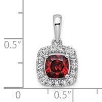 14K White Gold 0.25 Carat Lab Grown Diamond VS SI+ G+ January Birthstone Garnet Halo Pendant view 4