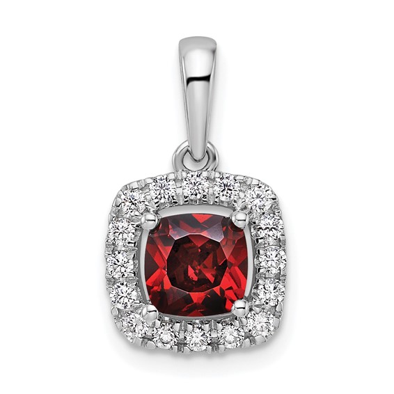 Cushion Gemstone & Diamond Halo Pendants