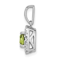 14K White Gold 0.25 Carat Lab Grown Diamond VS SI+ G+ August Birthstone Peridot Halo Pendant view 2