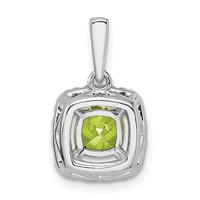 14K White Gold 0.25 Carat Lab Grown Diamond VS SI+ G+ August Birthstone Peridot Halo Pendant view 3