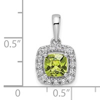 14K White Gold 0.25 Carat Lab Grown Diamond VS SI+ G+ August Birthstone Peridot Halo Pendant view 4