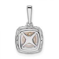 14K White Gold 0.25 Carat Lab Grown Diamond VS SI+ G+ June Birthstone Freshwater Cultered Pearl Halo Pendant view 3