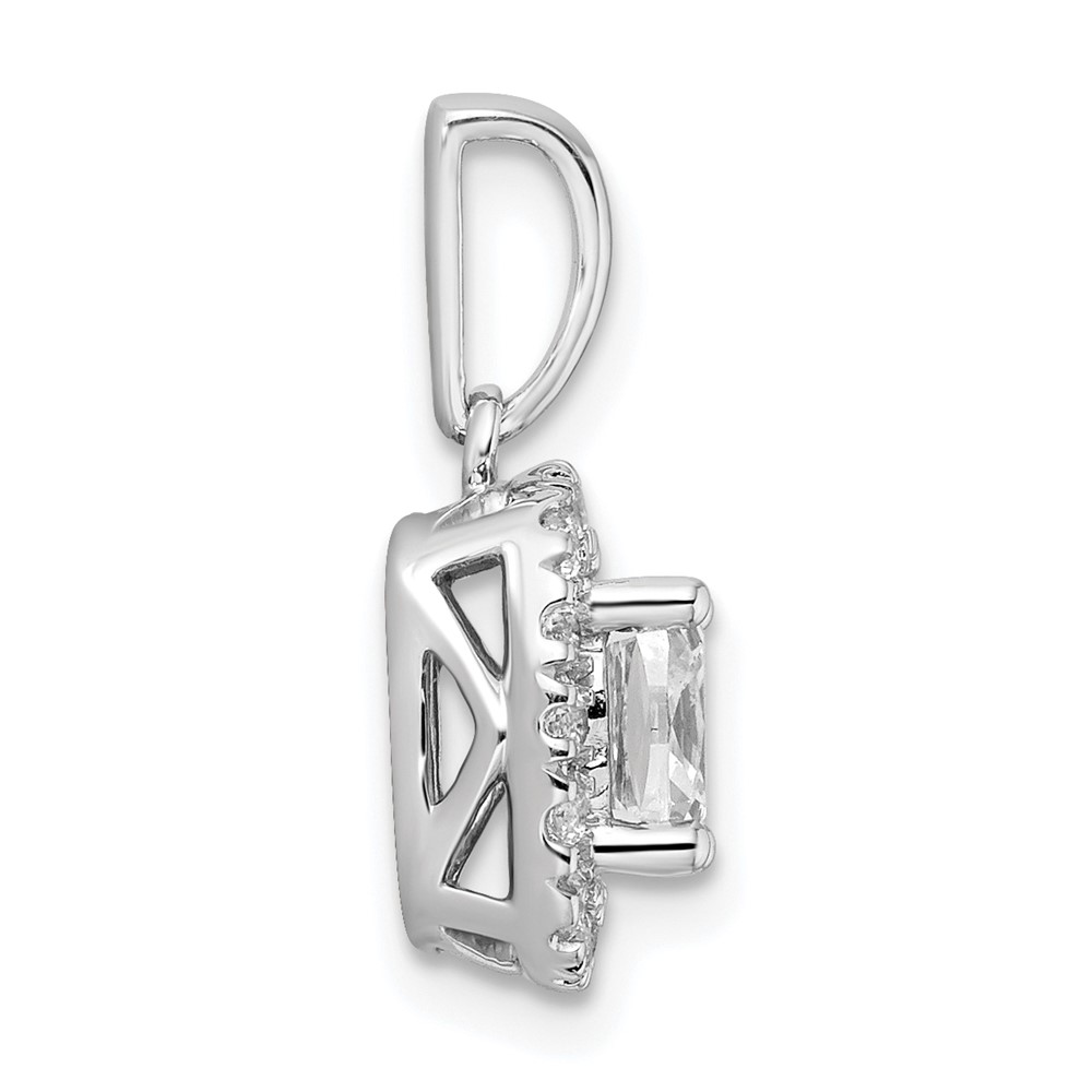 14k White Gold 1/4 carat Lab Grown Diamond VS/SI+ G+ April Birthstone White Sapphire Halo Pendant (PM9037-WS-028-WLG)