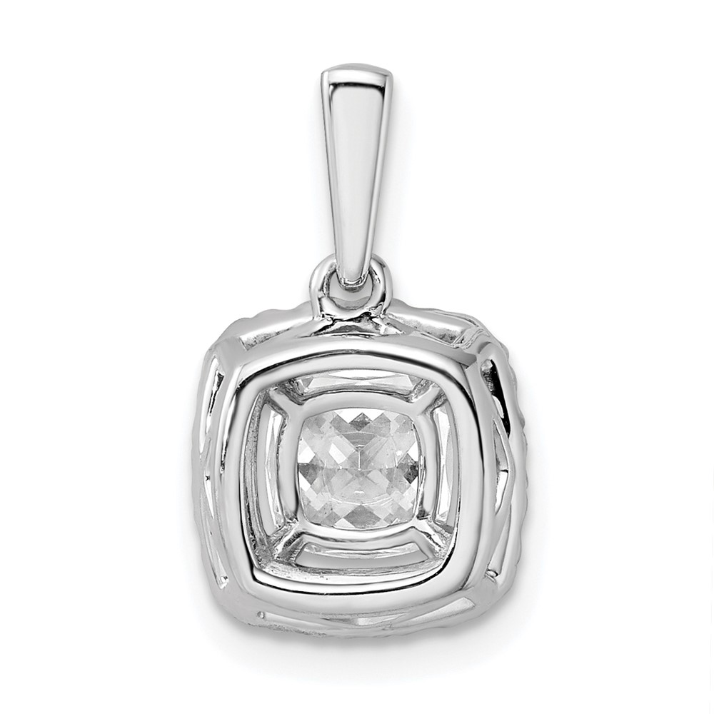 14k White Gold 1/4 carat Lab Grown Diamond VS/SI+ G+ April Birthstone White Sapphire Halo Pendant (PM9037-WS-028-WLG)