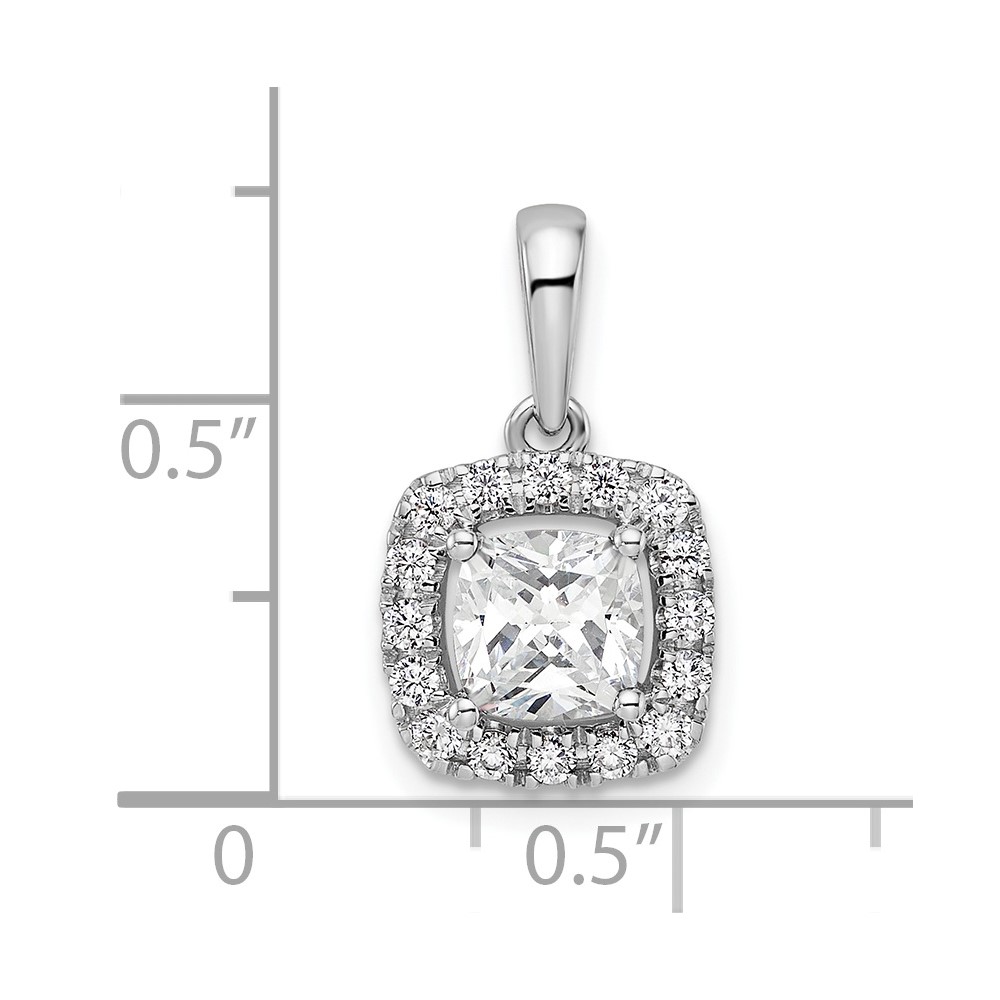 14k White Gold 1/4 carat Lab Grown Diamond VS/SI+ G+ April Birthstone White Sapphire Halo Pendant (PM9037-WS-028-WLG)