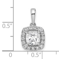 14K White Gold 0.25 Carat Lab Grown Diamond VS SI+ G+ April Birthstone White Sapphire Halo Pendant view 4
