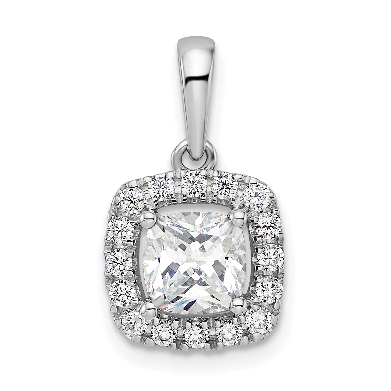 14k White Gold 1/4 carat Lab Grown Diamond VS/SI+ G+ April Birthstone White Sapphire Halo Pendant (PM9037-WS-028-WLG)