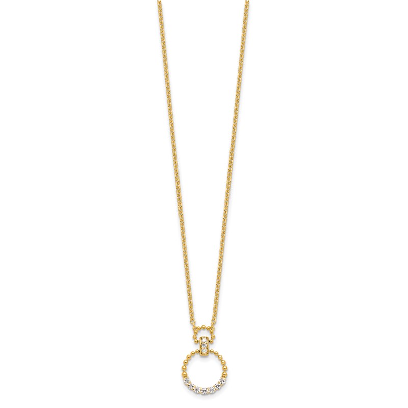 14k 1/4 carat Lab Grown Diamond VS/SI+ G+ Circle 18 inch Pendant Necklace