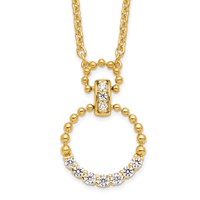 14K Yellow Gold 0.25 Carat Lab Grown Diamond VS SI+ G+ Circle Pendant Necklace, 18" view 1