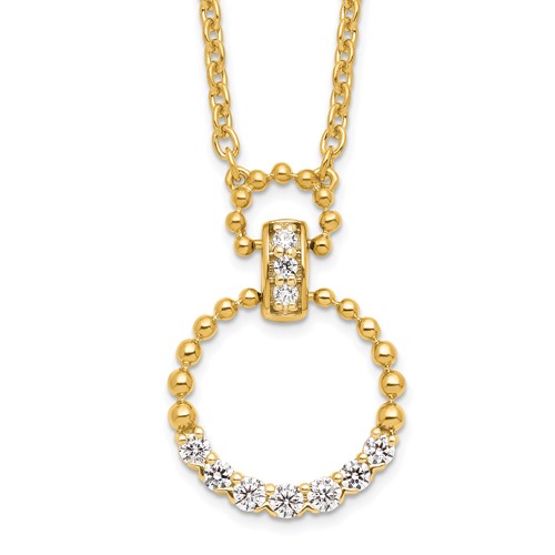 14K Yellow Gold 0.25 Carat Lab Grown Diamond VS SI+ G+ Circle Pendant Necklace, 18"
