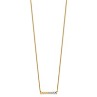 14K Yellow Gold 0.25 Carat Lab Grown Diamond VS SI+ G+ Beaded Bar Necklace, 18" view 2